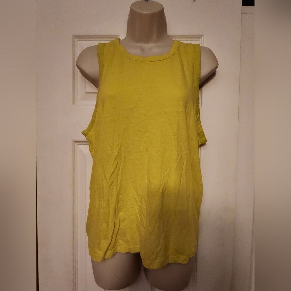 Neon yellow J Crew tank with open tied back.